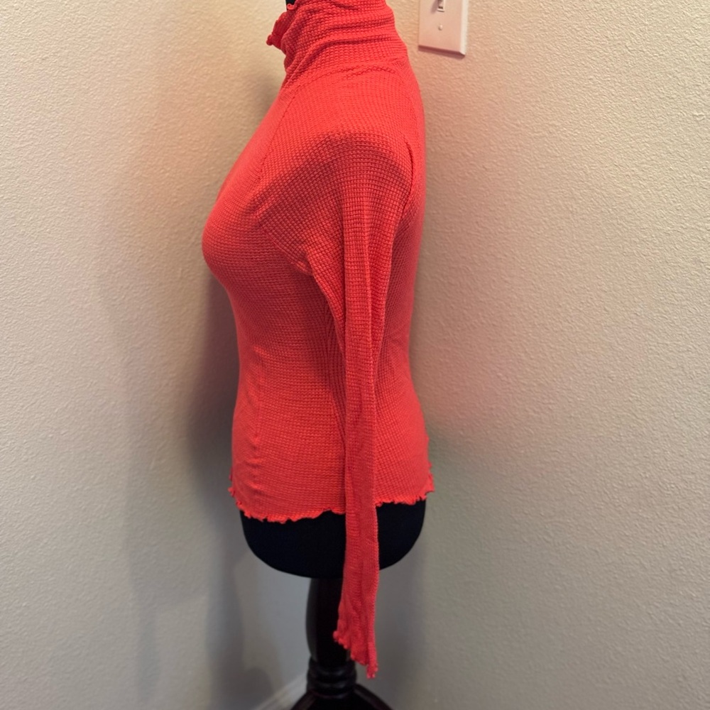 2 FOR $25Intimately Free People Make It Easy Waffle Thermal Top Red Turtleneck M - Picture 2 of 6